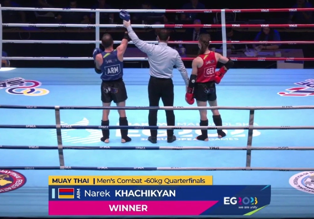 Нарек Хачикян в полуфинале турнира по Муай Тай на ЕИ 2023 (видео)