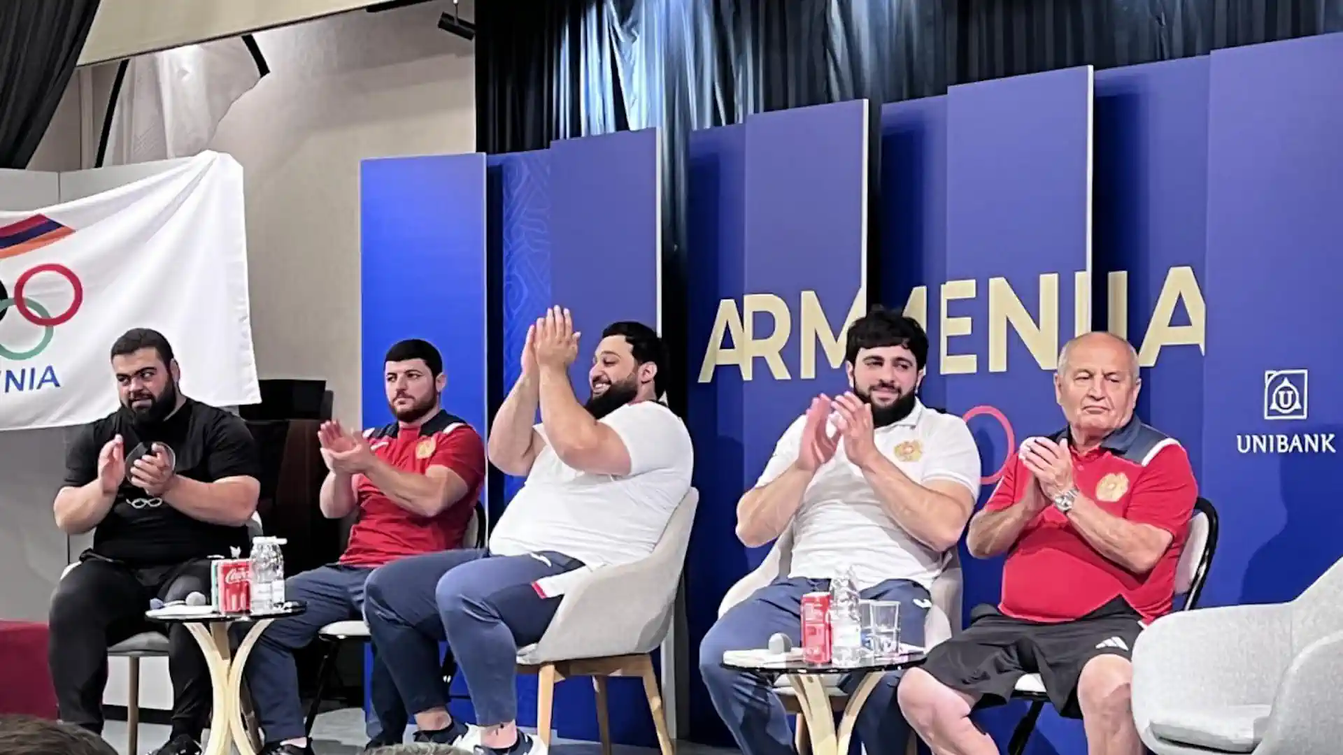 Armenian weightlifters meet with fans at the Olympic House of Armenia