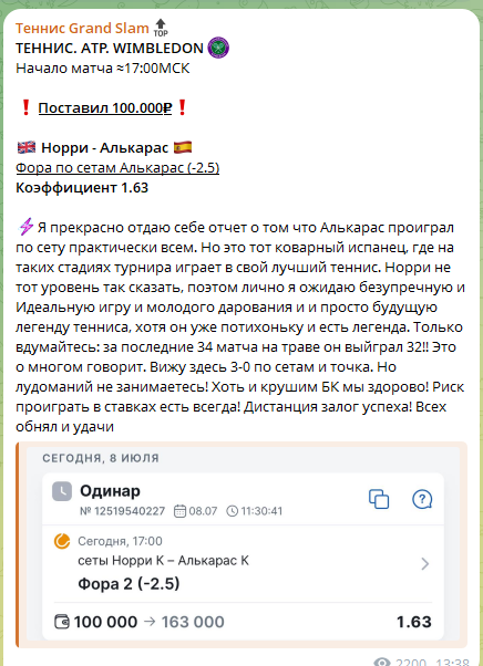 Бесплатный прогноз на теннис