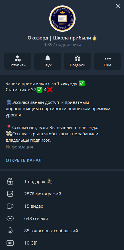 Оксфорд VIP телеграмм