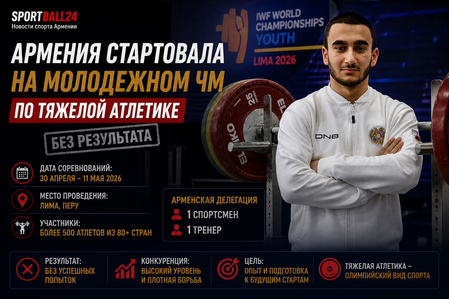 Армения стартовала на молодежном ЧМ по тяжелой атлетике без результата