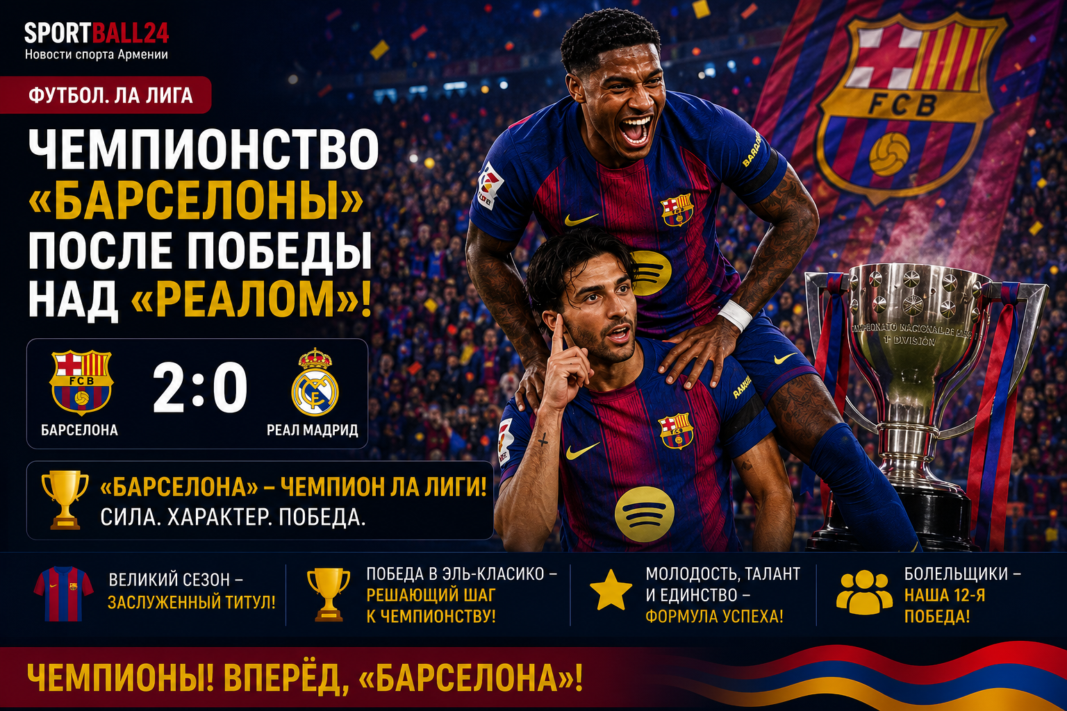 Чемпионство «Барселоны» после победы над «Реалом»