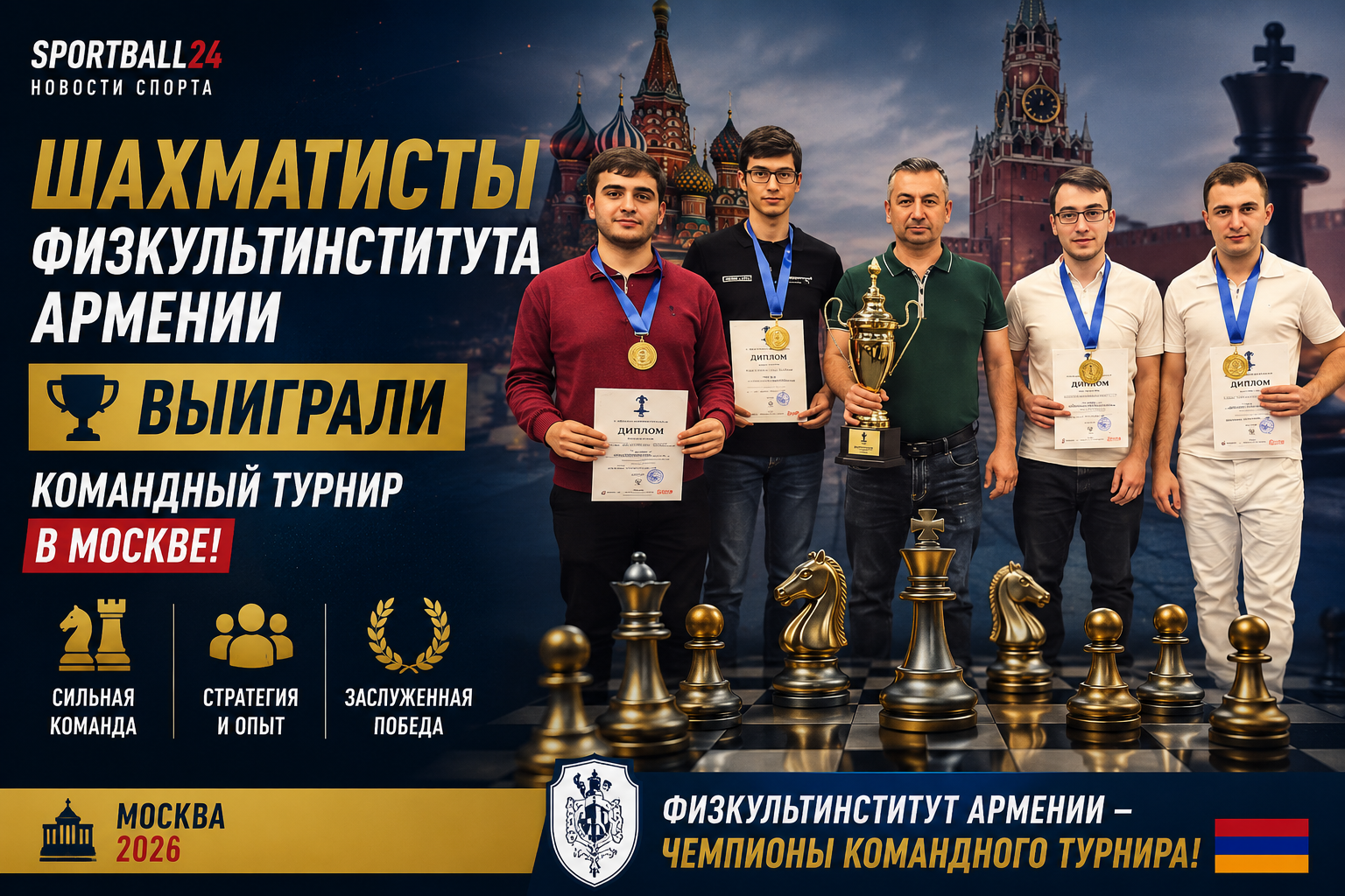 Шахматисты Физкультинститута Армении выиграли командный турнир в Москве