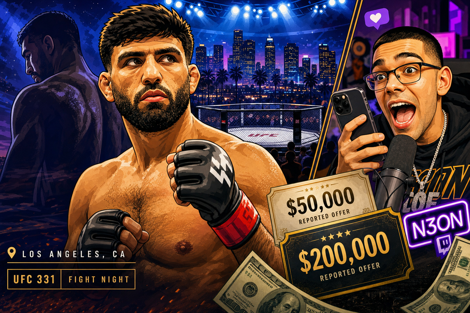 N3on Царукян UFC 331: стример заплатит 50 тысяч долларов за место в углу Армана Царукяна